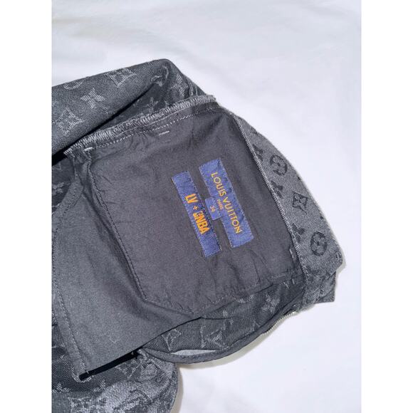 Louis Vuitton NBA Monogram Logo Gris Chine Grey Black Regular Denim Jeans 34 - Picture 12 of 16